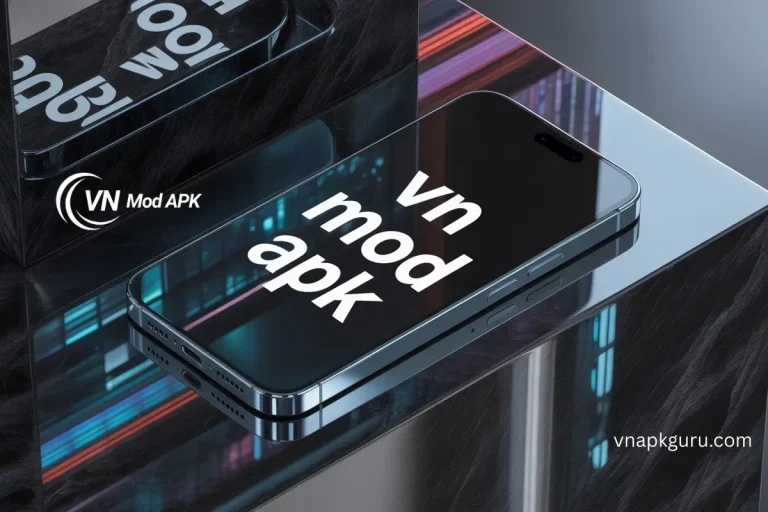 VN Mod APK logo with premium video editing branding text